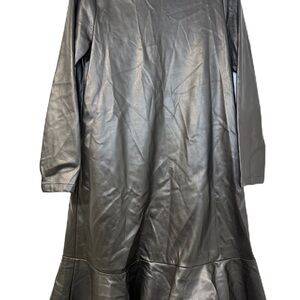 Women's EPIK Elegant Black Vegan Leather Dress Midi LBD Party Hoilday Date Night